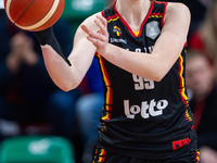 Ine Joris in action during the FIBA 2025 European Women's Basketball Championship Qualifiers Group C match between Poland and Belgium at the...