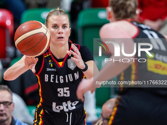 Julie Vanloo in action during the FIBA 2025 European Women's Basketball Championship Qualifiers Group C match between Poland and Belgium at...