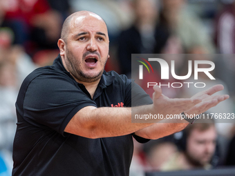 Rachid Meziane in action during the FIBA 2025 European Women's Basketball Championship Qualifiers Group C match between Poland and Belgium a...