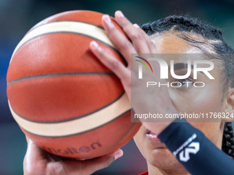 Maxuela Lisowa Mbaka in action during the FIBA 2025 European Women's Basketball Championship Qualifiers Group C match between Poland and Bel...