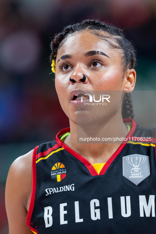 Maxuela Lisowa Mbaka in action during the FIBA 2025 European Women's Basketball Championship Qualifiers Group C match between Poland and Bel...