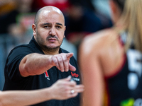 Rachid Meziane in action during the FIBA 2025 European Women's Basketball Championship Qualifiers Group C match between Poland and Belgium a...