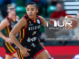 Maxuela Lisowa Mbaka in action during the FIBA 2025 European Women's Basketball Championship Qualifiers Group C match between Poland and Bel...