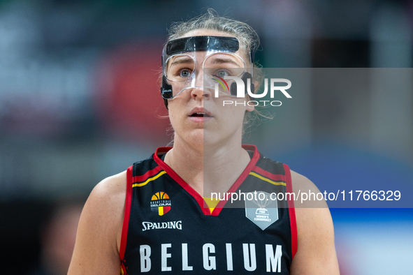 Elise Ramrtte in action during the FIBA 2025 European Women's Basketball Championship Qualifiers Group C match between Poland and Belgium at...