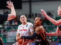 Anna Makurat and Maxuela Lisowa Mbaka in action during the FIBA 2025 European Women's Basketball Championship Qualifiers Group C match betwe...