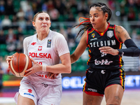 Anna Makurat and Maxuela Lisowa Mbaka in action during the FIBA 2025 European Women's Basketball Championship Qualifiers Group C match betwe...