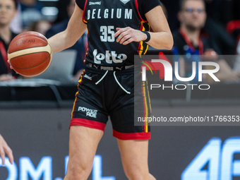 Julie Vanloo in action during the FIBA 2025 European Women's Basketball Championship Qualifiers Group C match between Poland and Belgium at...