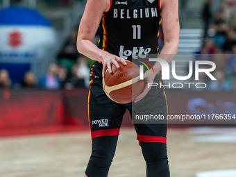 Emma Meesseman in action during the FIBA 2025 European Women's Basketball Championship Qualifiers Group C match between Poland and Belgium a...