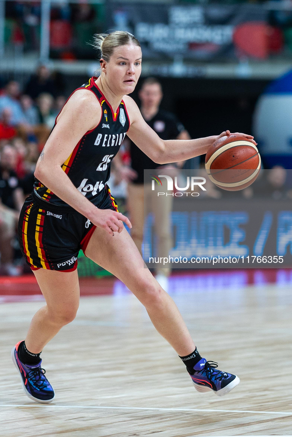 Becky Massey in action during the FIBA 2025 European Women's Basketball Championship Qualifiers Group C match between Poland and Belgium at...