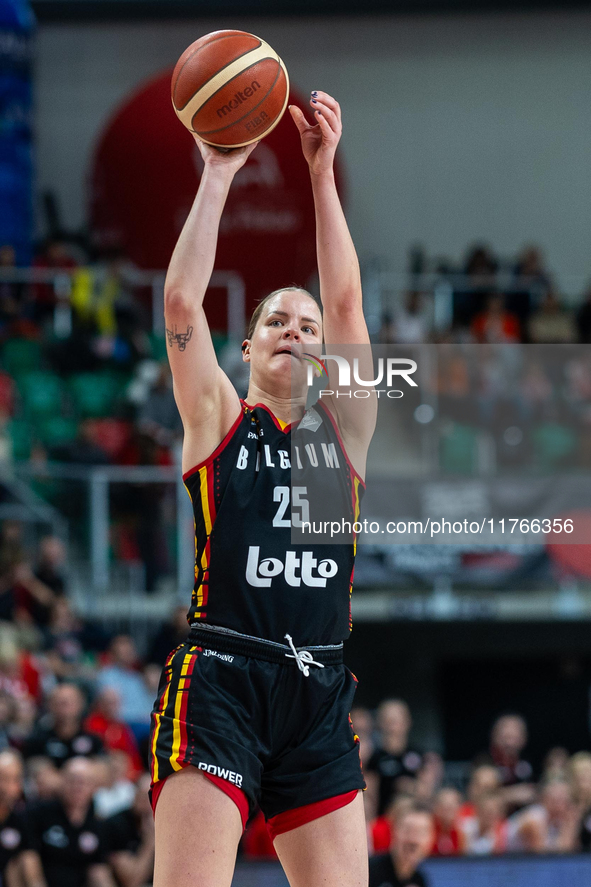 Becky Massey in action during the FIBA 2025 European Women's Basketball Championship Qualifiers Group C match between Poland and Belgium at...