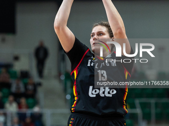 Kyara Linskens in action during the FIBA 2025 European Women's Basketball Championship Qualifiers Group C match between Poland and Belgium a...