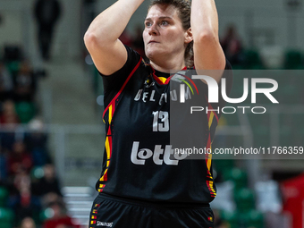 Kyara Linskens in action during the FIBA 2025 European Women's Basketball Championship Qualifiers Group C match between Poland and Belgium a...