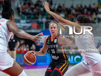 Julie Allemand in action during the FIBA 2025 European Women's Basketball Championship Qualifiers Group C match between Poland and Belgium a...