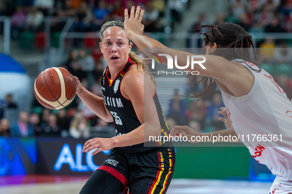 Julie Allemand in action during the FIBA 2025 European Women's Basketball Championship Qualifiers Group C match between Poland and Belgium a...