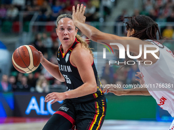 Julie Allemand in action during the FIBA 2025 European Women's Basketball Championship Qualifiers Group C match between Poland and Belgium a...