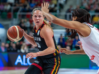 Julie Allemand in action during the FIBA 2025 European Women's Basketball Championship Qualifiers Group C match between Poland and Belgium a...