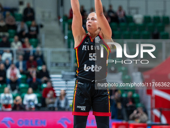 Julie Allemand in action during the FIBA 2025 European Women's Basketball Championship Qualifiers Group C match between Poland and Belgium a...