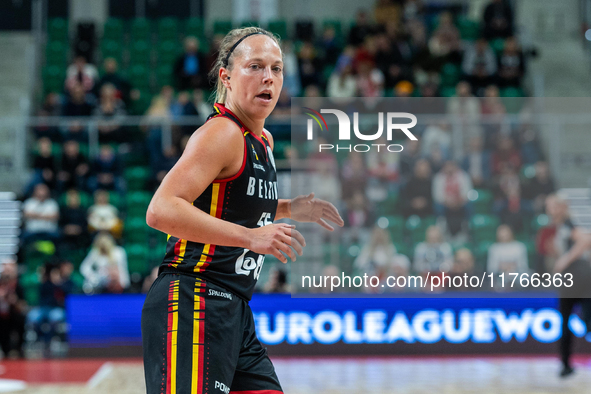 Julie Allemand in action during the FIBA 2025 European Women's Basketball Championship Qualifiers Group C match between Poland and Belgium a...