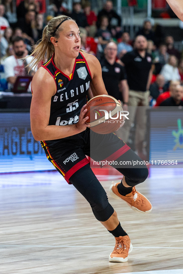 Julie Allemand in action during the FIBA 2025 European Women's Basketball Championship Qualifiers Group C match between Poland and Belgium a...