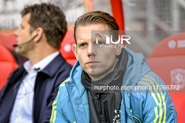 AFC Ajax Amsterdam assistant trainer Dave Vos is present during the match between Twente and Ajax at the Grolsch Veste stadium for the Dutch...