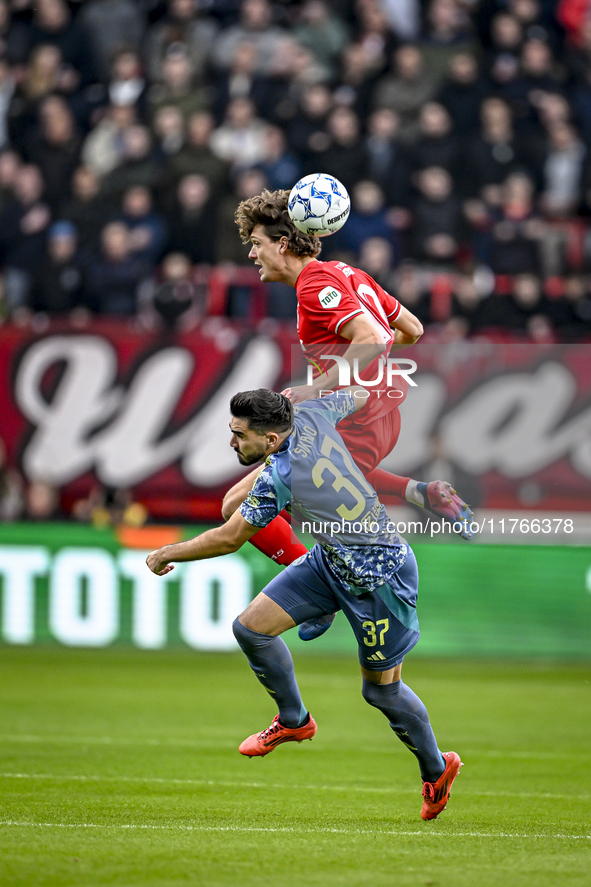 AFC Ajax Amsterdam defender Josip Sutalo and FC Twente forward Sam Lammers play during the match between Twente and Ajax at the Grolsch Vest...