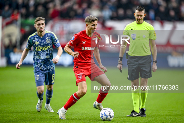 FC Twente midfielder Gijs Besselink plays during the match between Twente and Ajax at the Grolsch Veste stadium for the Dutch Eredivisie sea...