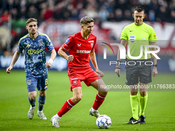 FC Twente midfielder Gijs Besselink plays during the match between Twente and Ajax at the Grolsch Veste stadium for the Dutch Eredivisie sea...