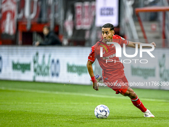 FC Twente defender Anass Salah-Eddine plays during the match between Twente and Ajax at the Grolsch Veste stadium for the Dutch Eredivisie s...