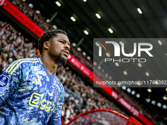 AFC Ajax Amsterdam forward Chuba Akpom plays during the match between Twente and Ajax at the Grolsch Veste stadium for the Dutch Eredivisie...