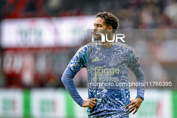 AFC Ajax Amsterdam defender Devyne Rensch plays during the match between Twente and Ajax at the Grolsch Veste stadium for the Dutch Eredivis...