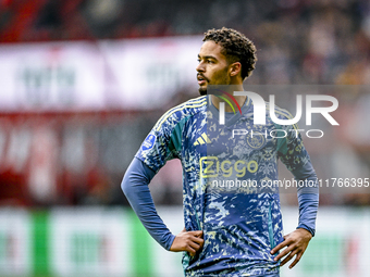 AFC Ajax Amsterdam defender Devyne Rensch plays during the match between Twente and Ajax at the Grolsch Veste stadium for the Dutch Eredivis...