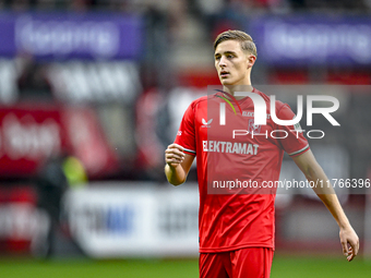 FC Twente defender Max Bruns plays during the match between Twente and Ajax at the Grolsch Veste stadium for the Dutch Eredivisie season 202...