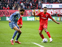 FC Twente defender Anass Salah-Eddine plays during the match between Twente and Ajax at the Grolsch Veste stadium for the Dutch Eredivisie s...