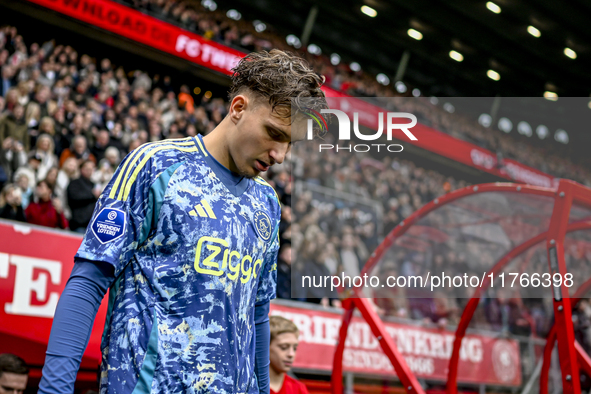 AFC Ajax Amsterdam forward Mika Godts plays during the match between Twente and Ajax at the Grolsch Veste stadium for the Dutch Eredivisie s...