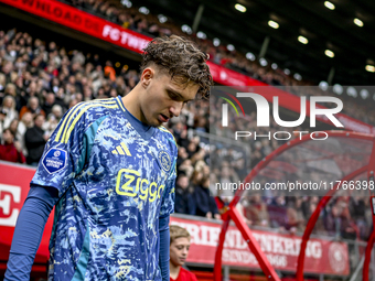 AFC Ajax Amsterdam forward Mika Godts plays during the match between Twente and Ajax at the Grolsch Veste stadium for the Dutch Eredivisie s...