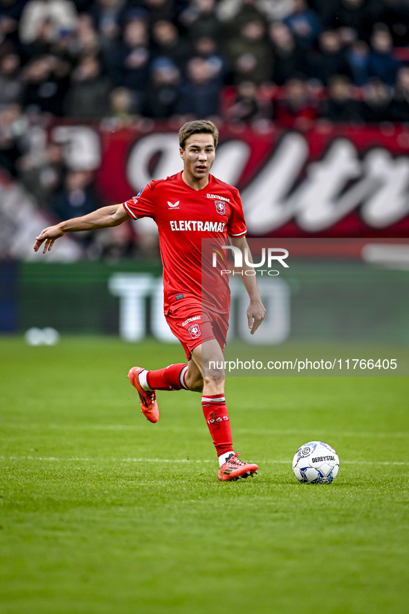 FC Twente midfielder Carel Eiting plays during the match between Twente and Ajax at the Grolsch Veste stadium for the Dutch Eredivisie seaso...