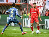 FC Twente defender Anass Salah-Eddine plays during the match between Twente and Ajax at the Grolsch Veste stadium for the Dutch Eredivisie s...