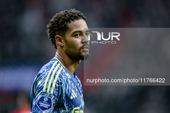 AFC Ajax Amsterdam defender Devyne Rensch plays during the match between Twente and Ajax at the Grolsch Veste stadium for the Dutch Eredivis...