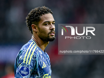 AFC Ajax Amsterdam defender Devyne Rensch plays during the match between Twente and Ajax at the Grolsch Veste stadium for the Dutch Eredivis...