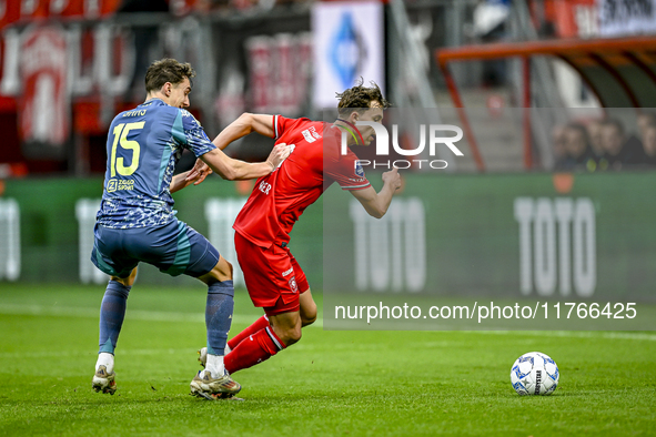 AFC Ajax Amsterdam defender Youri Baas and FC Twente midfielder Youri Regeer play during the match between Twente and Ajax at the Grolsch Ve...