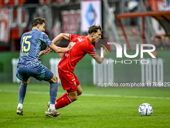 AFC Ajax Amsterdam defender Youri Baas and FC Twente midfielder Youri Regeer play during the match between Twente and Ajax at the Grolsch Ve...