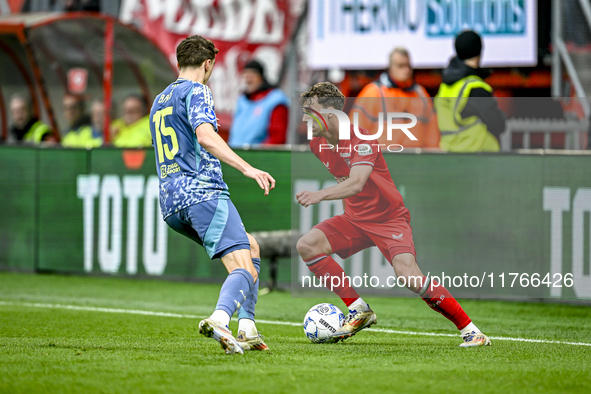 AFC Ajax Amsterdam defender Youri Baas and FC Twente midfielder Youri Regeer play during the match between Twente and Ajax at the Grolsch Ve...