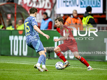 AFC Ajax Amsterdam defender Youri Baas and FC Twente midfielder Youri Regeer play during the match between Twente and Ajax at the Grolsch Ve...