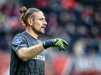 FC Twente goalkeeper Lars Unnerstall plays during the match between Twente and Ajax at the Grolsch Veste stadium for the Dutch Eredivisie se...