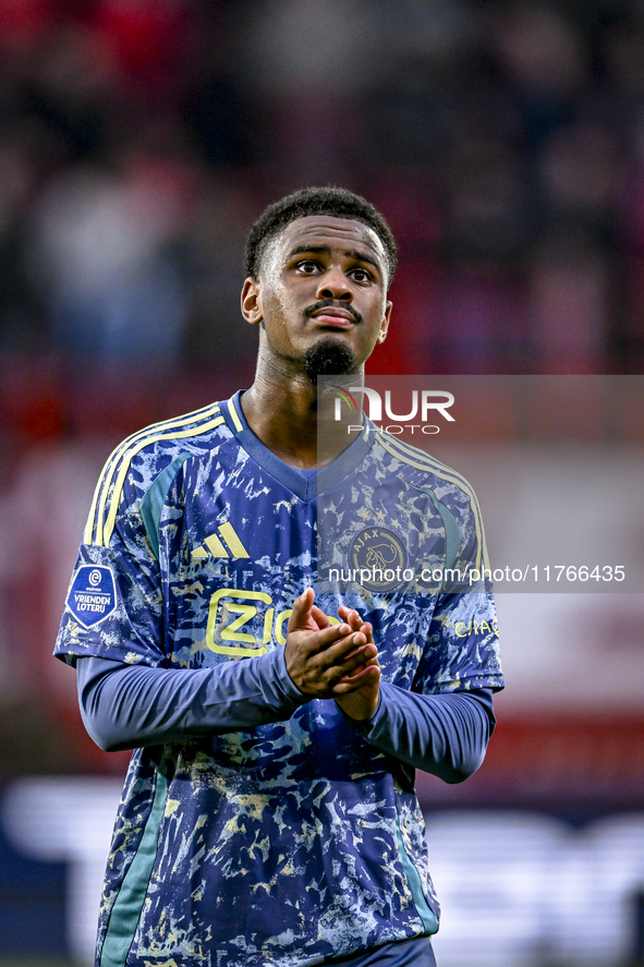 AFC Ajax Amsterdam defender Jorrel Hato plays during the match between Twente and Ajax at the Grolsch Veste stadium for the Dutch Eredivisie...