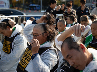 Members of the Cargo Truckers Solidarity Division of the Korean Public Service and Transport Workers' Union under the Korean Confederation o...