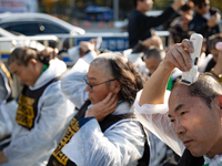 Members of the Cargo Truckers Solidarity Division of the Korean Public Service and Transport Workers' Union under the Korean Confederation o...