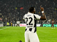 Timothy Weah of Juventus celebrates after scoring during the Serie A match between Juventus and Torino FC at Allianz Stadium in Turin, Italy...