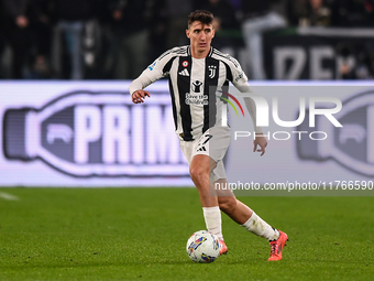 Andrea Cambiaso of Juventus plays during the Serie A match between Juventus and Torino FC at Allianz Stadium in Turin, Italy, on November 9,...