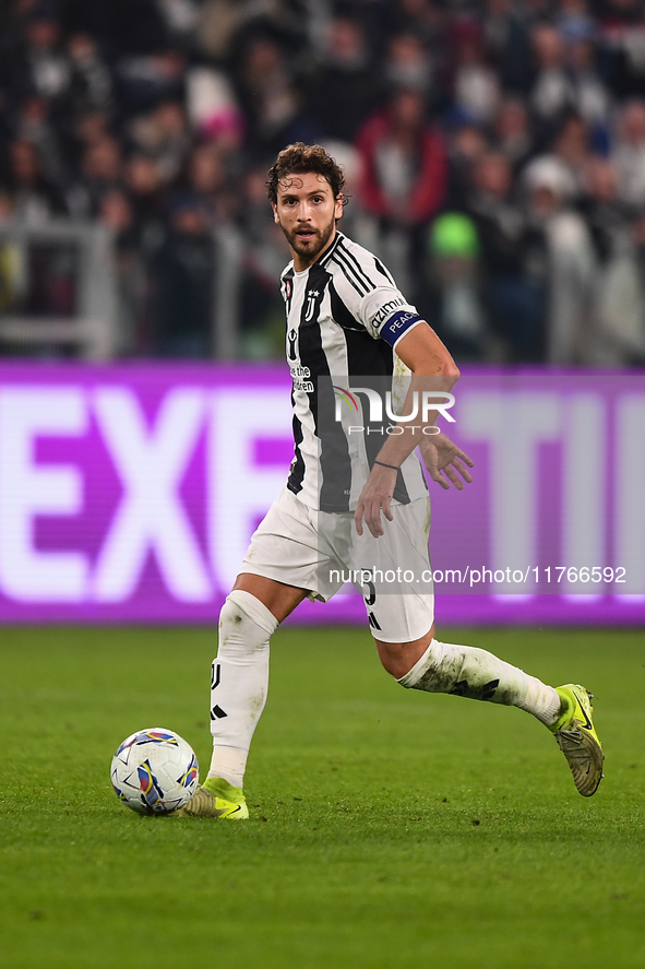 Manuel Locatelli plays during the Serie A match between Juventus and Torino FC at Allianz Stadium in Turin, Italy, on November 9, 2024. 